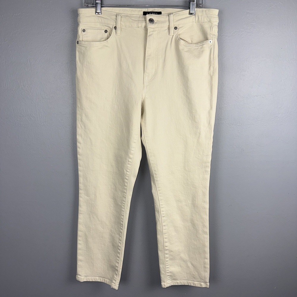 Lauren Ralph Lauren Cropped Jeans Women's 12 Cream Straight Leg Minimalist